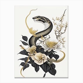 South American Bushmaster Snake Gold And Black Canvas Print