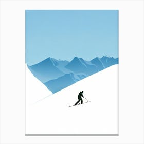 Gstaad, Switzerland Minimal Skiing Poster Canvas Print