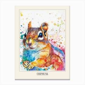 Chipmunk Colourful Watercolour 4 Poster Canvas Print
