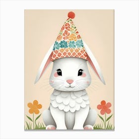 Floral Cute Baby Rabbit Bunny Nursery (29) Canvas Print