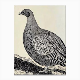 Grouse 2 Linocut Bird Canvas Print
