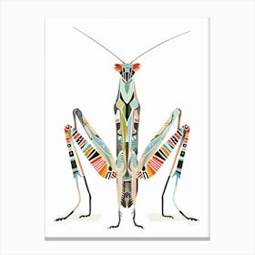 Colourful Insect Illustration Praying Mantis 16 Canvas Print
