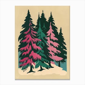 Fir Tree Colourful Illustration 1 Canvas Print