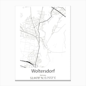 Woltersdorf,Germany Minimalist Map Stampe su tela