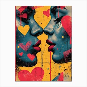 Just Love And Kissing, Vibrant Pop Art Canvas Print