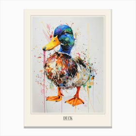 Duck Colourful Watercolour 4 Poster Canvas Print