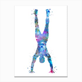 Handstand Male Gymnast In Watercolor Canvas Print