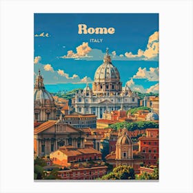 Rome Italy Cityscape Digital Travel Art Canvas Print