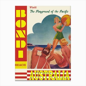 Bondi Beach Australia Retro Vintage Poster Canvas Print