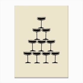 Beige Champagne Prosecco Fountain Canvas Print