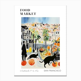 The Food Market In San Francisco 3 Illustration Poster Canvas Print