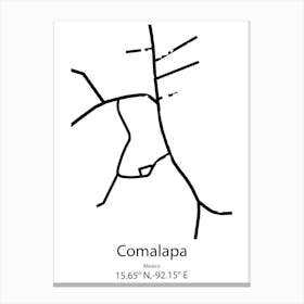 Comalapa,Mexico Minimalist Map Canvas Print