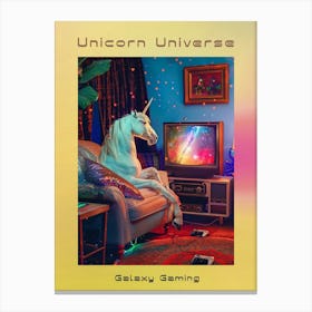 Retro Unicorn In Space Playing Galaxy Video Games 1 Poster Canvas Print