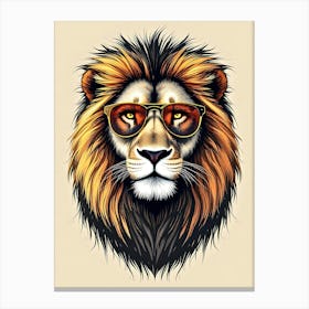 Hipster Bear Illustration And Stylish Wildlife Portraits 1 Canvas Print