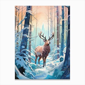 Winter Moose 4 Illustration Canvas Print