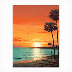 Coronado Beach San Diego California, Vibrant Painting 4 Canvas Print