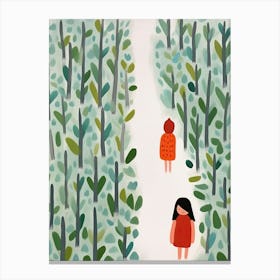 Into The Woods Scene, Tiny People And Illustration 4 Canvas Print