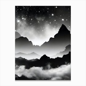 Black And White Mountain Landscape 31 Canvas Print