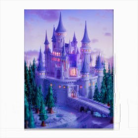 A Fairytale Castle Nestled Amid Bioluminescent Trees Their Radiant Light Hinting At A Path Not Yet Canvas Print