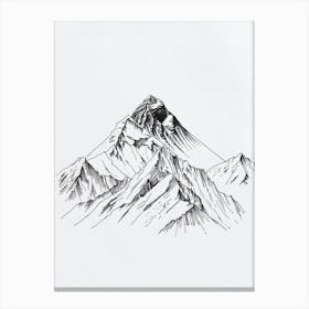 Mount Everest Nepaltibet Line Drawing 4 Canvas Print