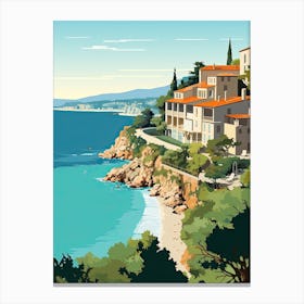 French Riviera, France, Flat Illustration 1 Canvas Print