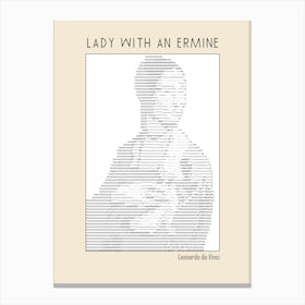 Ascii Art Minimalist – Lady With An Ermine – Leonardo Da Vinci – Classic Painting Canvas Print