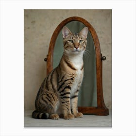 Bengal Cat In Mirror Canvas Print