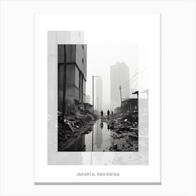 Poster Of Jakarta, Indonesia, Black And White Old Photo 3 Canvas Print