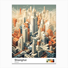 Shanghai, China, Geometric Illustration 3 Poster Canvas Print