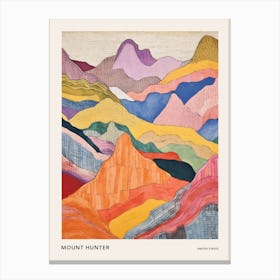 Mount Hunter United States Colourful Mountain Illustration Poster Canvas Print