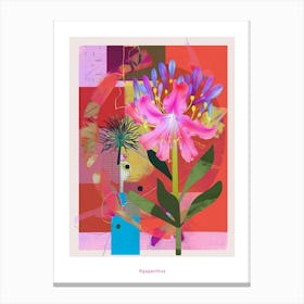 Agapanthus 2 Neon Flower Collage Poster Canvas Print