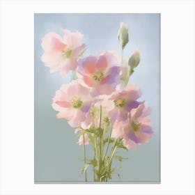 Delphinium Flowers Acrylic Painting In Pastel Colours 3 Canvas Print