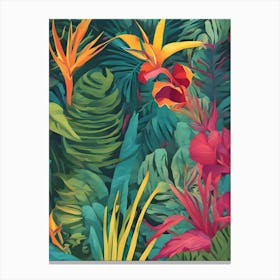 Tropical Plants Brightly Coloured Canvas Print