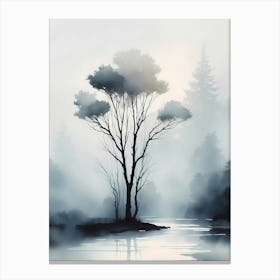 Lone Tree In The Fog Canvas Print