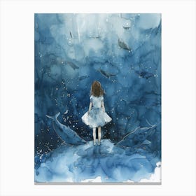 Little Girl In The Ocean Canvas Print