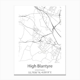 High Blantyre,United Kingdom Minimalist Map Canvas Print