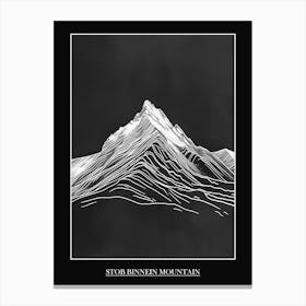 Stob Binnein Mountain Line Drawing 6 Poster Canvas Print