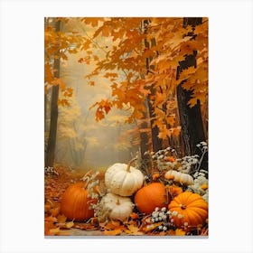 Fall Autumn Fall Leaves Pumpkin Canvas Print