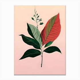 Leaf On A Pink Background Canvas Print