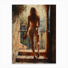 Woman With A Glass Of Wine 5 Canvas Print