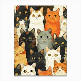 Perfectly Repeatable Artwork With Cute Cat Faces 41 Canvas Print