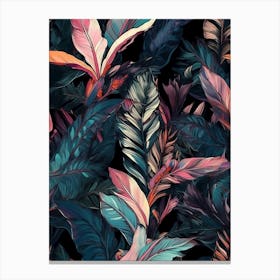 Tropical Leaves Seamless Pattern Canvas Print