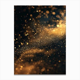 Gold Sparkles On Black Background 3 Canvas Print