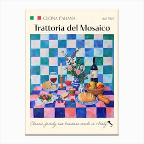 Trattoria Del Mosaico Trattoria Italian Poster Food Kitchen Canvas Print