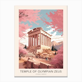 The Temple Of Olympian Zeus Athens Greece Travel Poster Canvas Print