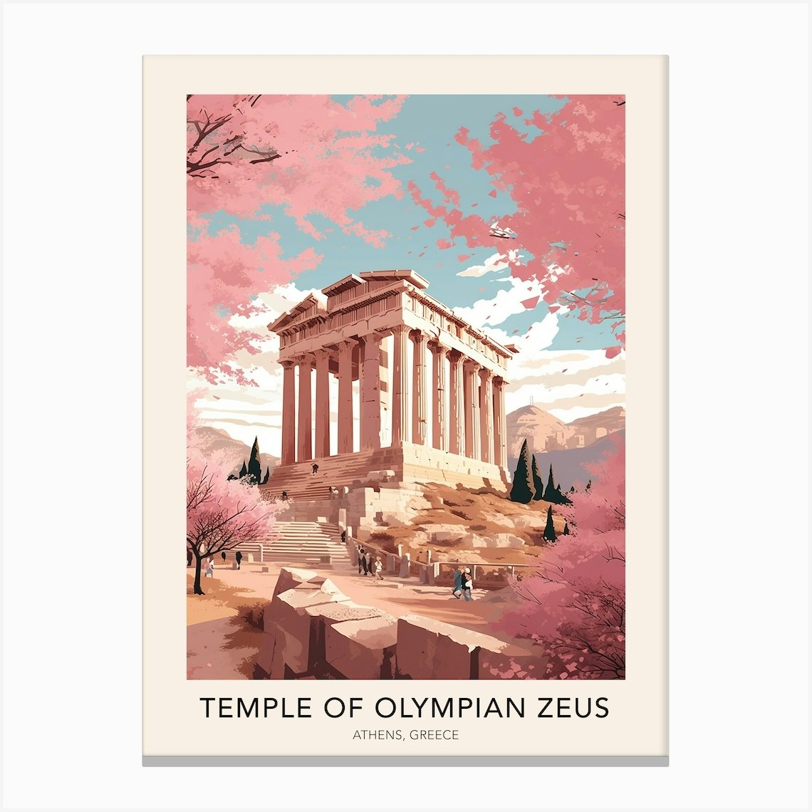 The Temple Of Olympian Zeus Athens Greece Travel Poster Canvas Print by The  Art of Adventure - Fy