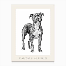 Staffordshire Terrier Line Sketch 1 Poster Canvas Print