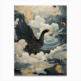 Cormorant 2 Gold Detail Painting Canvas Print