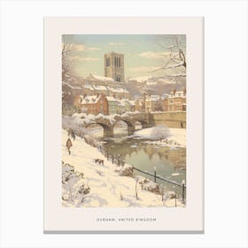 Vintage Winter Poster Durham United Kingdom 2 Canvas Print