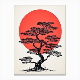 Bonsai Tree Vintage Retro Japan Poster Canvas Print